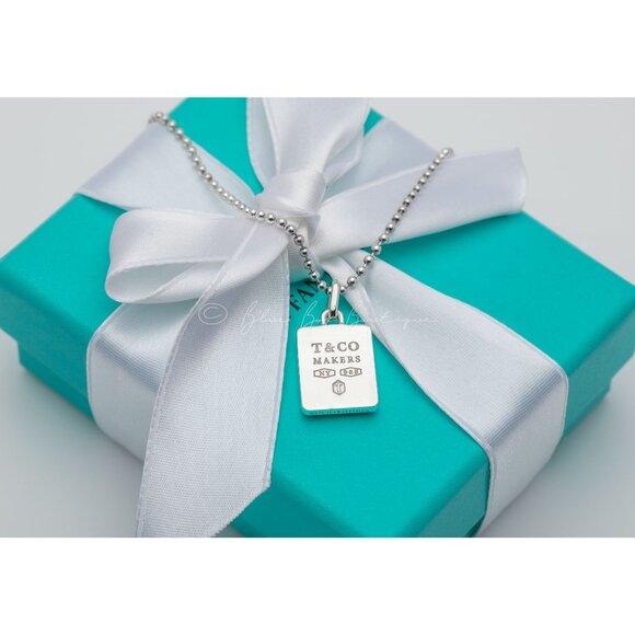 Extremely Rare Tiffany & Co Square Tag Maker's Necklace "Tokyo Japan Exclusive" - Picture 2 of 10